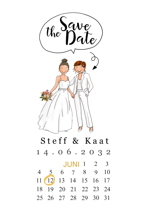 Save the date kaart lesbisch stel