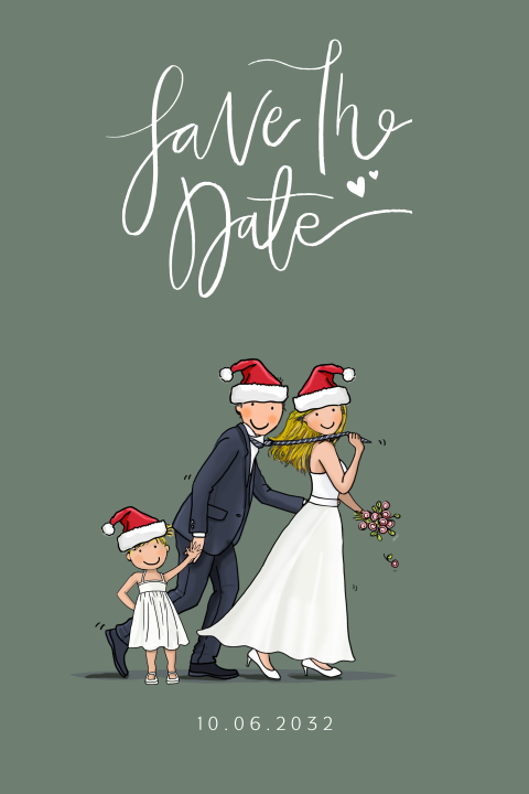 Save the date bruidspaar met kerst