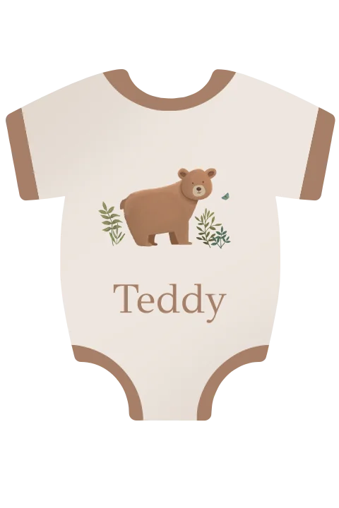 Geboortekaartje romper met beertje en takjes