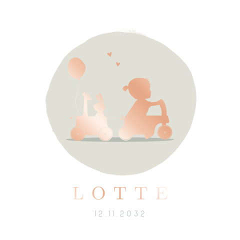 geboortekaartje silhouette baby meisje loopkar aanhanger