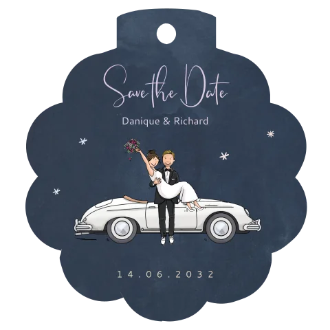 Kerstbal kaart als Savethedate kaart