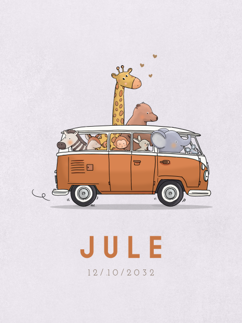 Poster 40 x 60 busje met dieren