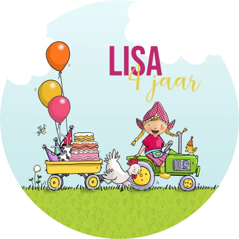 Geboortekaartje cirkel Fien op tractor uitnodiging