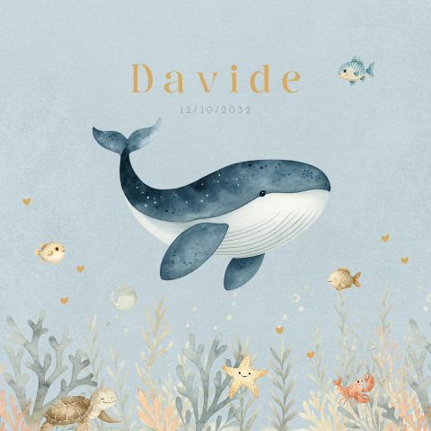 Poster met mooie walvis en visjes
