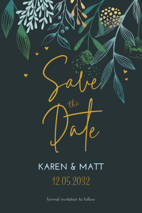 Save the date kaart takjes met hartjes
