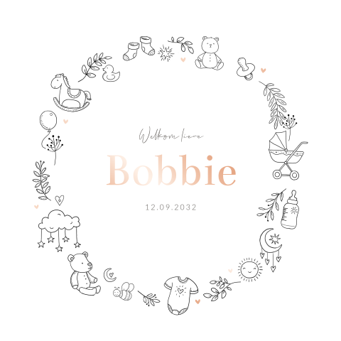 geboortekaartje lijntekening baby meisje