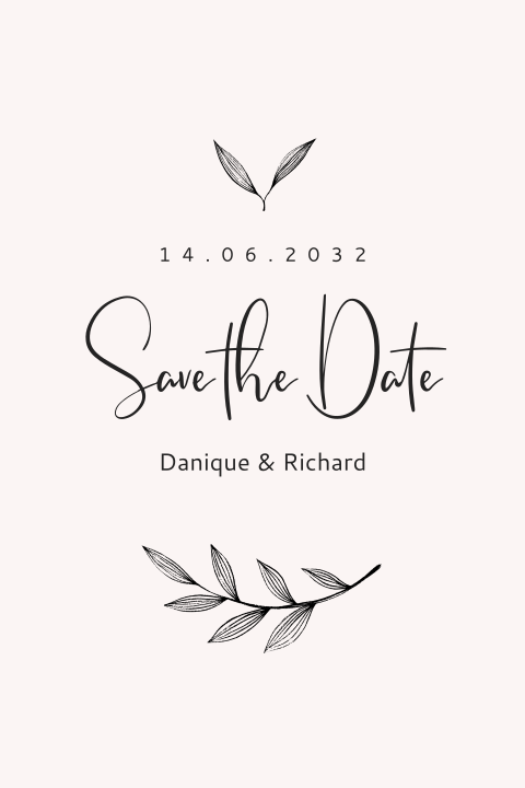 Save the date kaart tekst met takjes