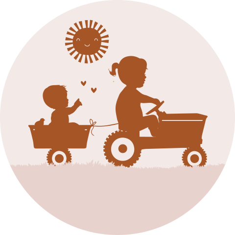 Sluitzegel tractor meisje en baby zusje