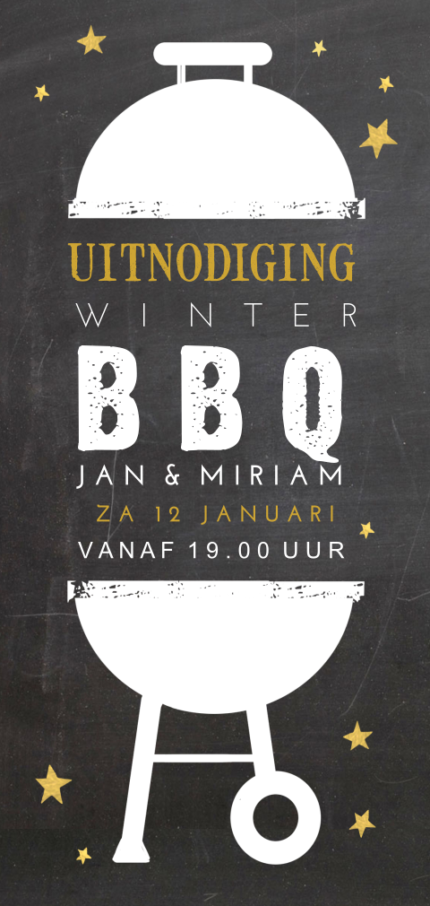 Uitnodiging barbecue wit met krijtbord look