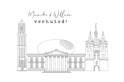 Verhuiskaart Zwolle in lijntekening