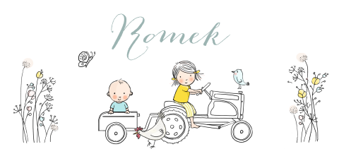 geboortekaartjes zusje baby tractor aanhanger baby jongen zusje