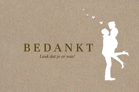 Bedankkaart kraft met silhouet bruidspaar