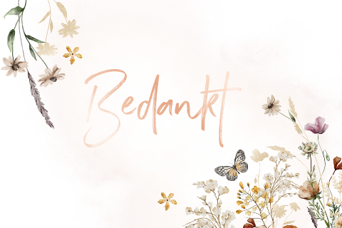 Bedankkaart veldbloemen met takjes