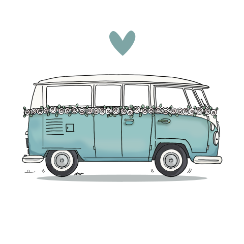 Sluitzegel vw busje met bloemetjes