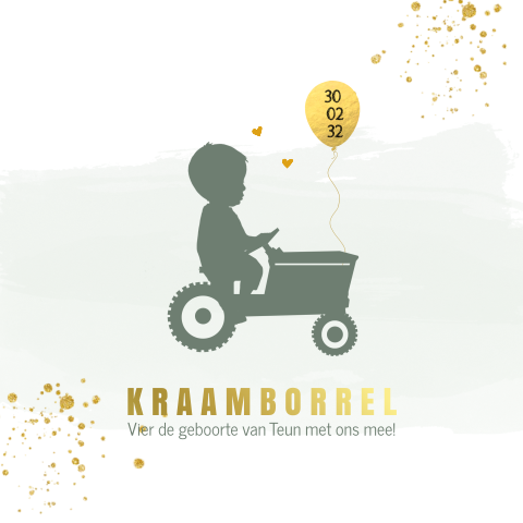 Kraamborrel tractor jongen ballon