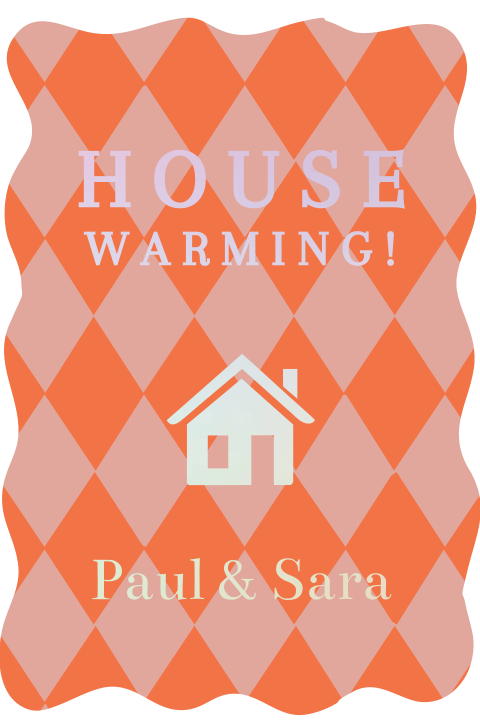 Uitnodiging housewarming ruitje met huisje
