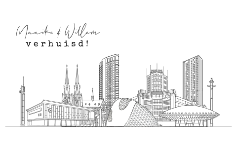 Verhuiskaart Eindhoven in lijntekening