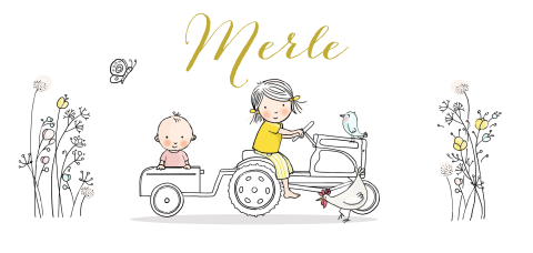 geboortekaartjes zus baby tractor aanhanger baby zusje