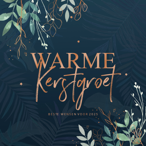 Kerstkaart takjes met koperfolie