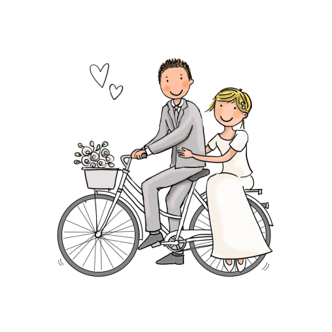 Sluitzegel bruidspaar op fiets