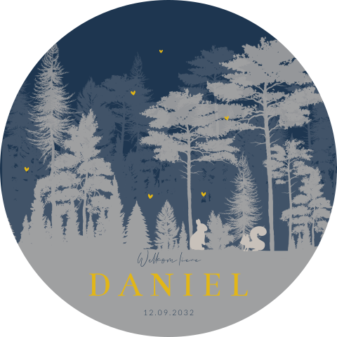 Behangcirkel bomen blauw grijs