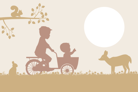 Geboortekaartje meisje stans broertje bakfiets geel