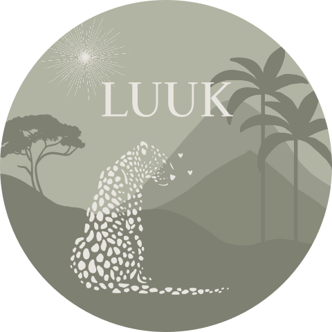 Behangcirkel 80 cm rond luipaard met landschap groen