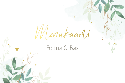 Menukaart takjes met goudfolie