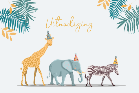 Kinderfeestje uitnodiging dieren met muts