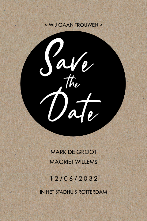 Save the date kraft met teksten wit