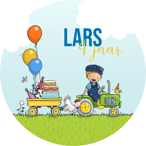 Geboortekaartje cirkel Teun op tractor uitnodiging