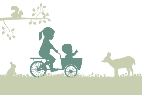 Geboortekaartje jongen stans zusje bakfiets groen