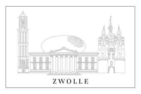 Poster 60 x 40 cm Zwolle Lijntekening