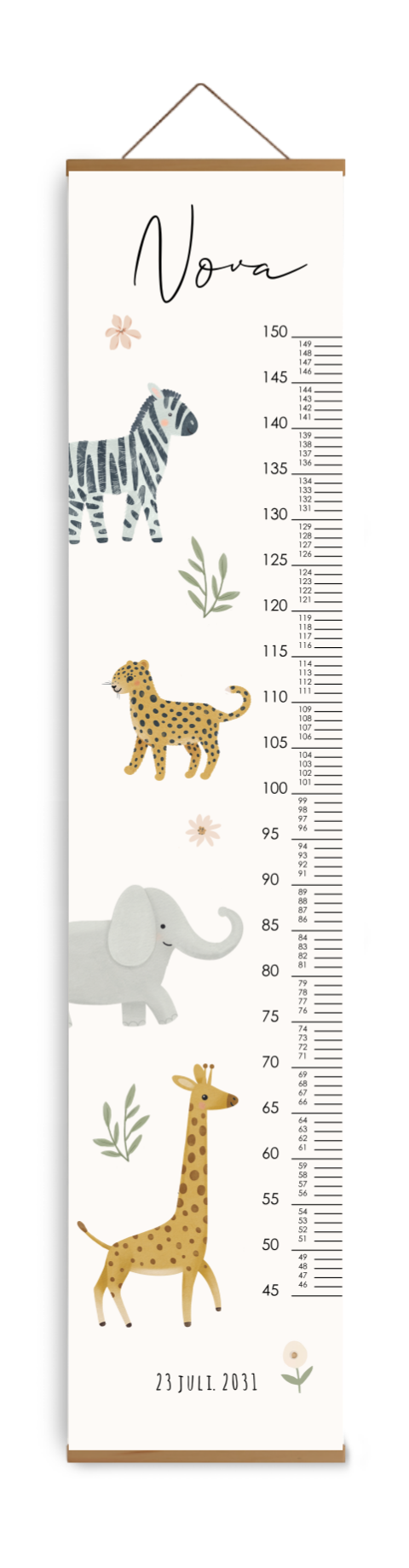 Bewerkbare groeimeter kinderkamer met jungledieren