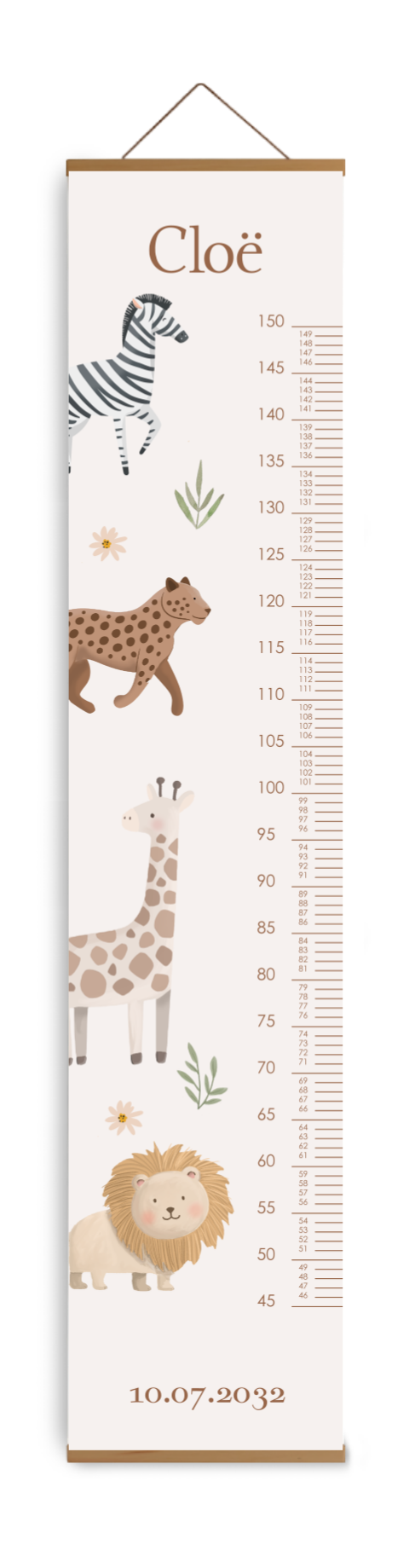 Gepersonaliseerde groeimeter met jungle dieren