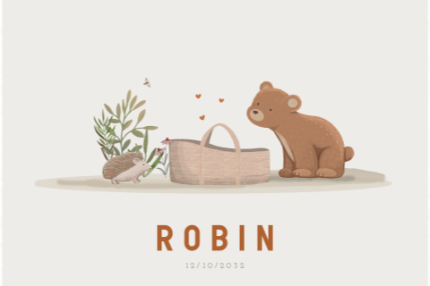 Memorybox met beertje en egel