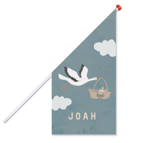 Geboortevlag groot met ooievaar jongen