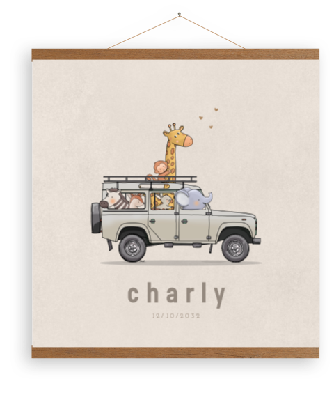 Canvas met latjes landrover dieren