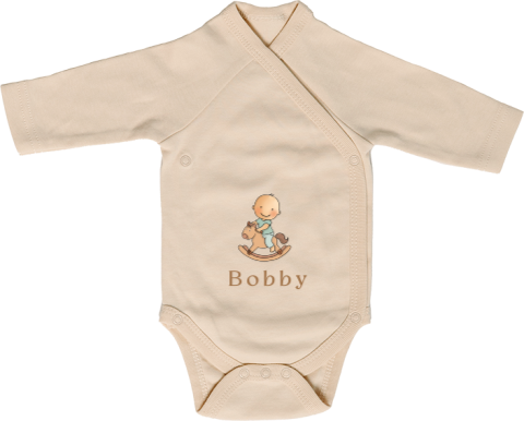 Rompertje lange mouw met baby op hobbelpaard