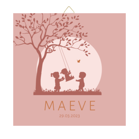 Tegel schommel met zusjes