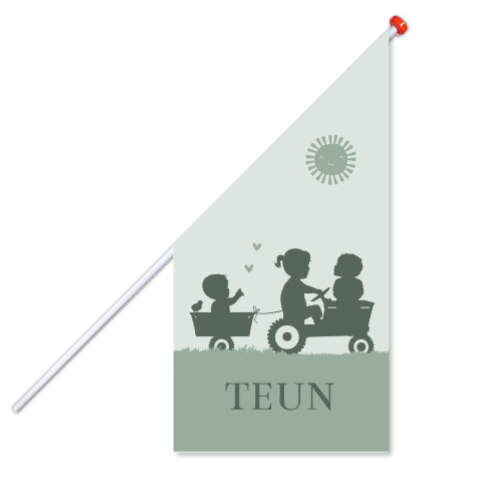 Geboortevlag groen tractor jongen