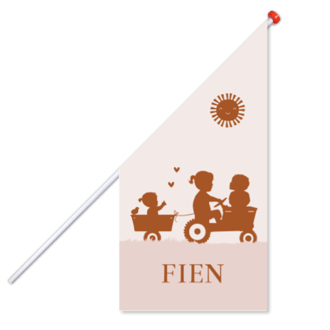 Geboortevlag roze tractor meisje