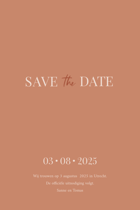 Save the date in oudroze met sierlijke tekst