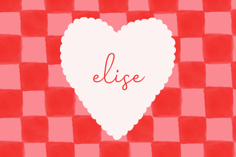 Colorblocking geboortekaartje roze en rood met hartje