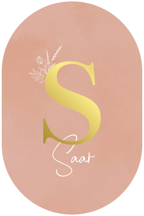 Geboortekaartje met gouden letter en bloemen