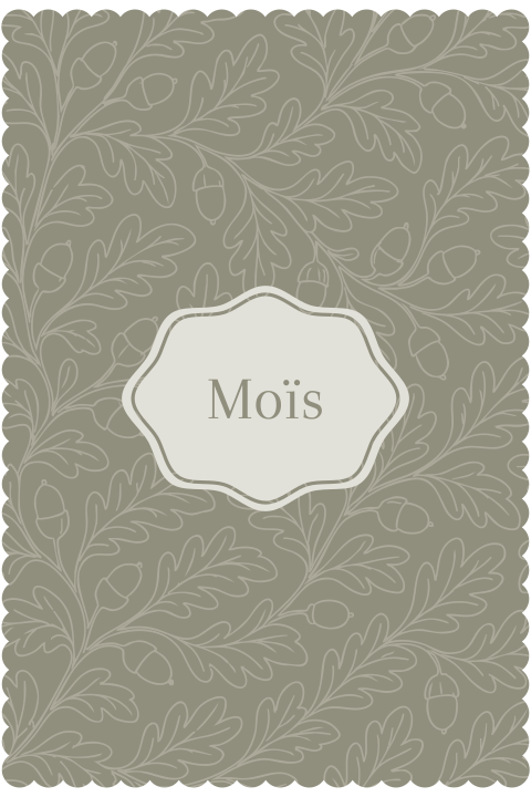 Groen geboortekaartje met kartelrand en eikeltjes