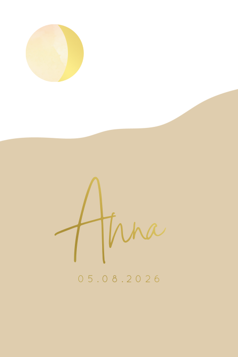 Geboortekaartje met bergen en maanstand