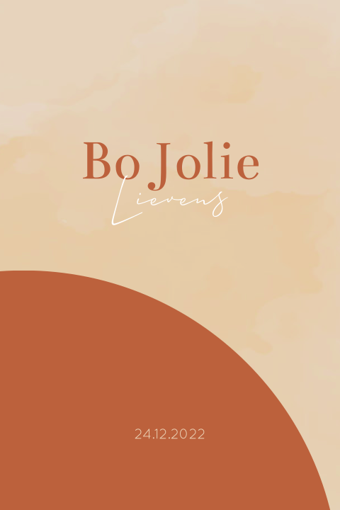 Beige poster met terracotta details en naam