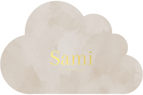 Beige geboortekaartje in wolkvorm – Waterverf achtergrond