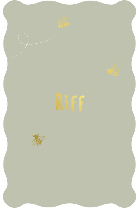 Lichtgroen geboortekaartje – Bijtjes in goudfolie en golfrand